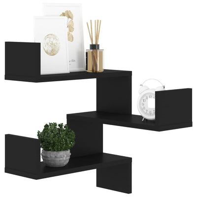 Wall Corner Shelf Black 40x40x50 cm Engineered Wood Payday Deals