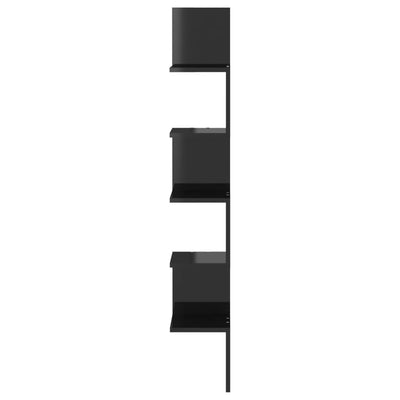 Wall Corner Shelf High Gloss Black 20x20x127.5 cm Engineered Wood Payday Deals