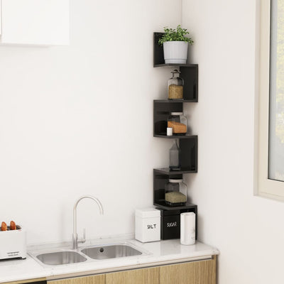 Wall Corner Shelf High Gloss Black 20x20x127.5 cm Engineered Wood Payday Deals