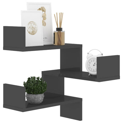 Wall Corner Shelf High Gloss Grey 40x40x50 cm Engineered Wood Payday Deals