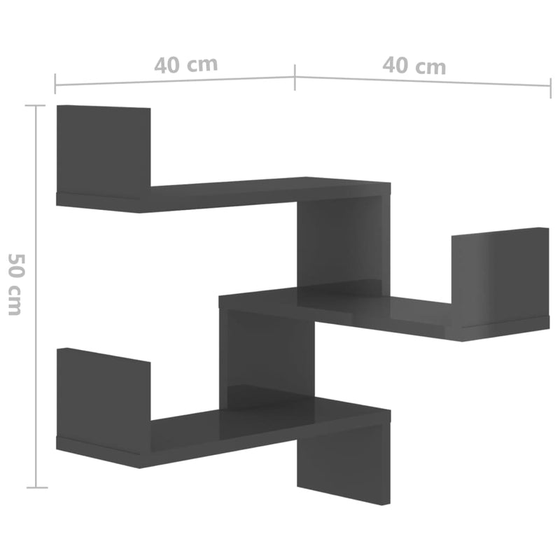 Wall Corner Shelf High Gloss Grey 40x40x50 cm Engineered Wood Payday Deals