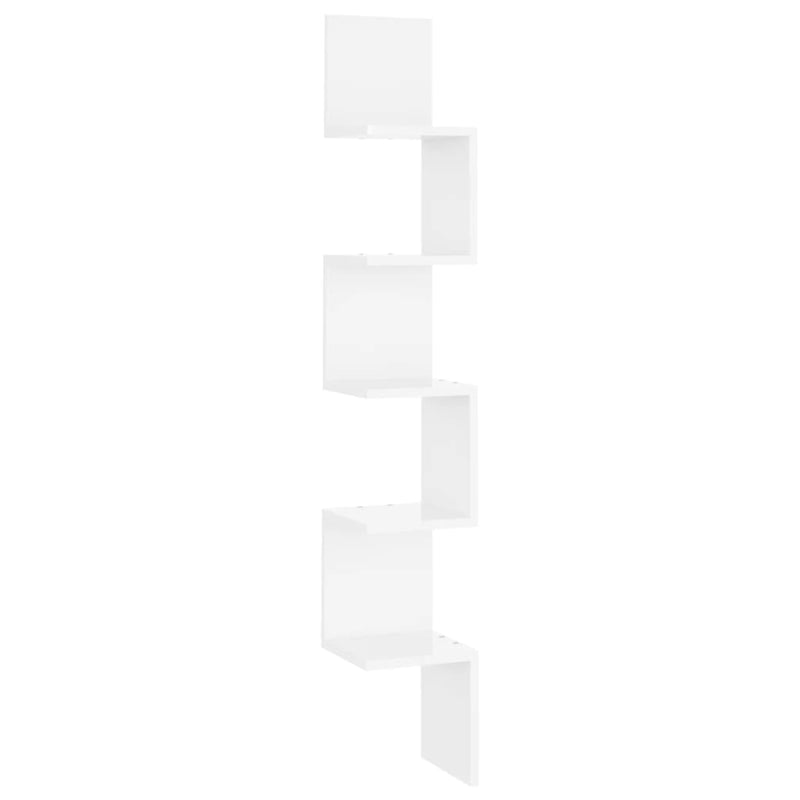 Wall Corner Shelf High Gloss White 20x20x127.5 cm Engineered Wood Payday Deals