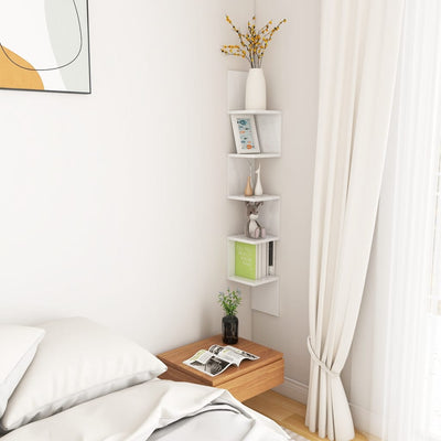 Wall Corner Shelf High Gloss White 20x20x127.5 cm Engineered Wood Payday Deals