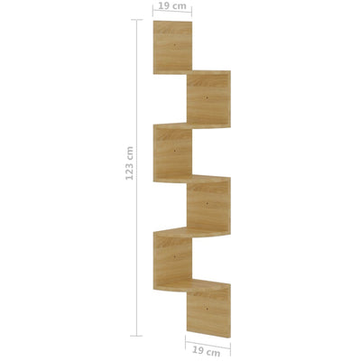 Wall Corner Shelf Sonoma Oak 19x19x123 cm Engineered Wood Payday Deals
