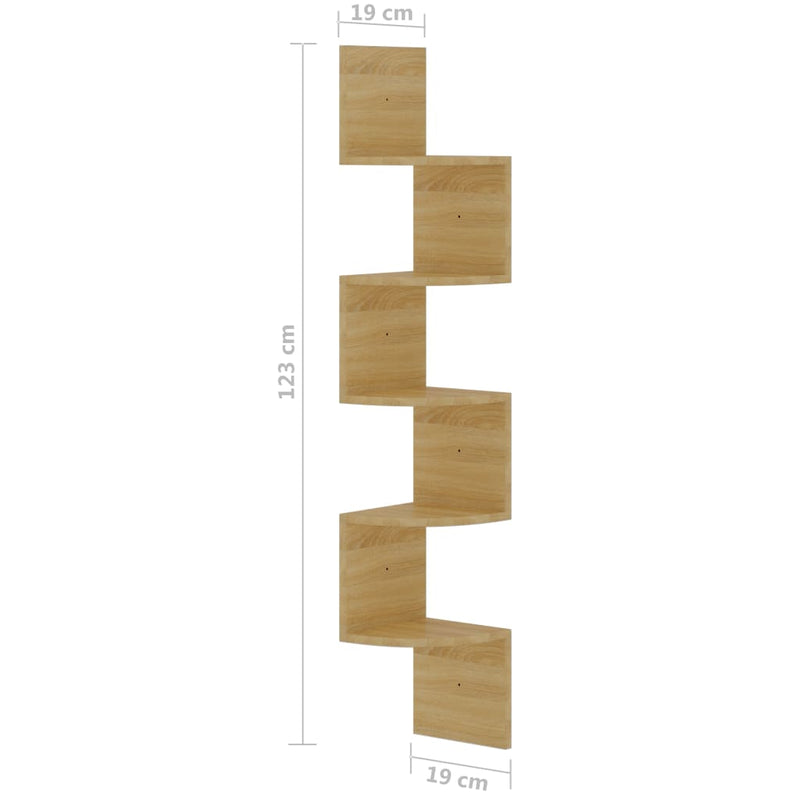 Wall Corner Shelf Sonoma Oak 19x19x123 cm Engineered Wood Payday Deals