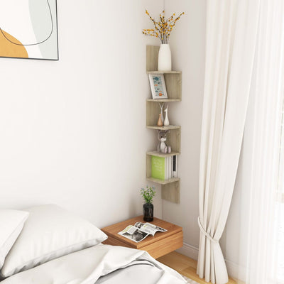 Wall Corner Shelf Sonoma Oak 20x20x127.5 cm Engineered Wood Payday Deals