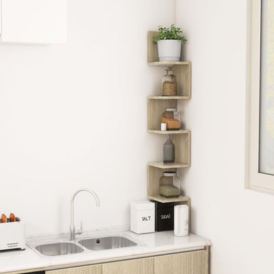 Wall Corner Shelf Sonoma Oak 20x20x127.5 cm Engineered Wood Payday Deals