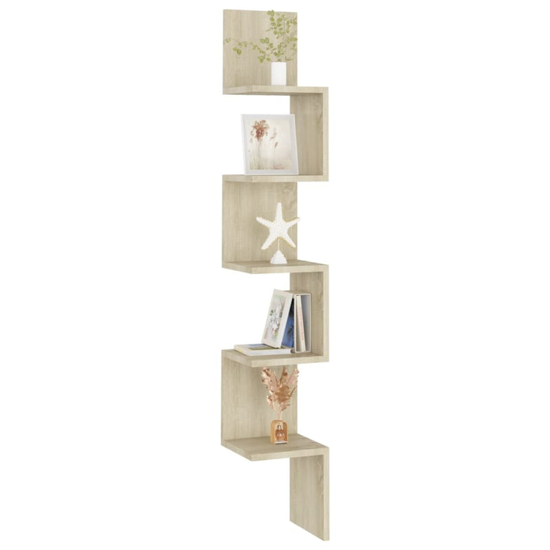 Wall Corner Shelf Sonoma Oak 20x20x127.5 cm Engineered Wood Payday Deals
