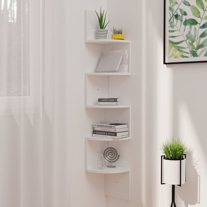 Wall Corner Shelf White 19x19x123 cm Engineered Wood Payday Deals