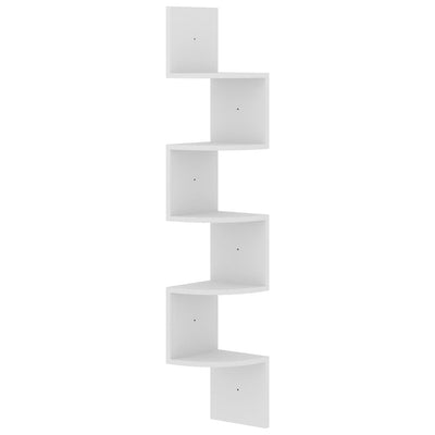Wall Corner Shelf White 19x19x123 cm Engineered Wood Payday Deals