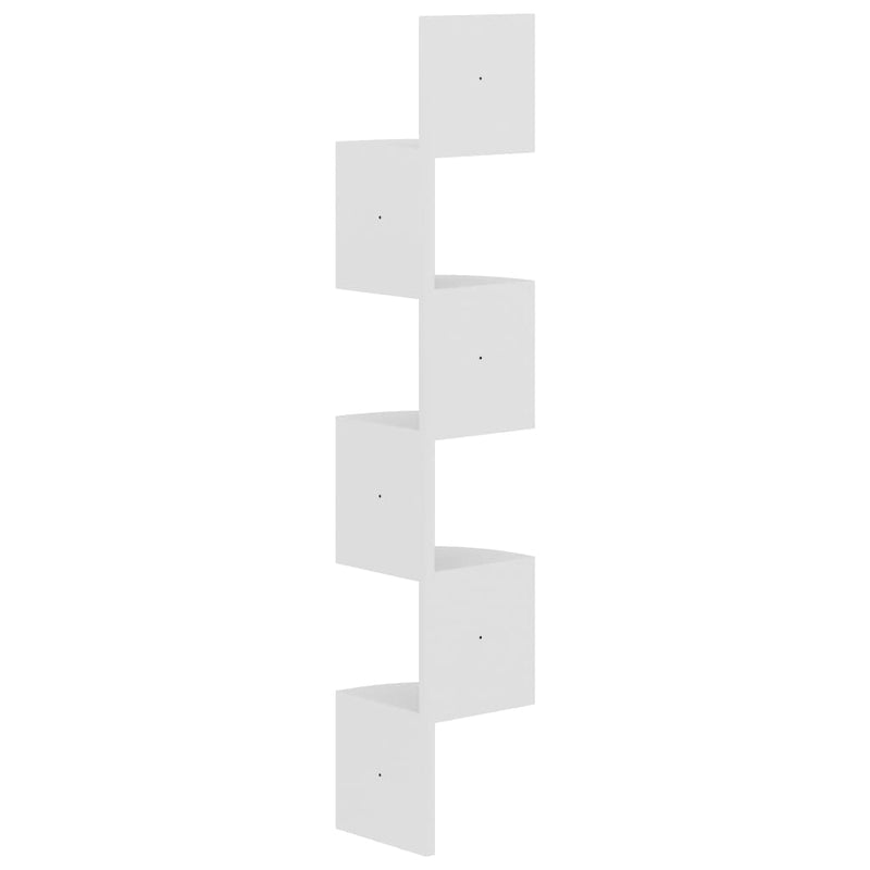 Wall Corner Shelf White 19x19x123 cm Engineered Wood Payday Deals