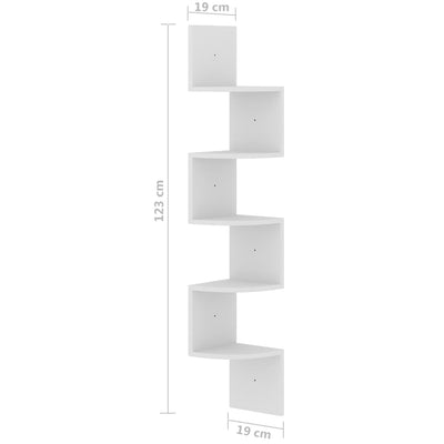 Wall Corner Shelf White 19x19x123 cm Engineered Wood Payday Deals
