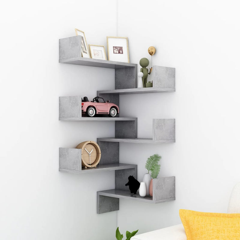 Wall Corner Shelves 2 pcs Concrete Grey 40x40x50 cm Engineered Wood Payday Deals