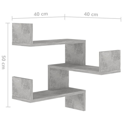 Wall Corner Shelves 2 pcs Concrete Grey 40x40x50 cm Engineered Wood Payday Deals