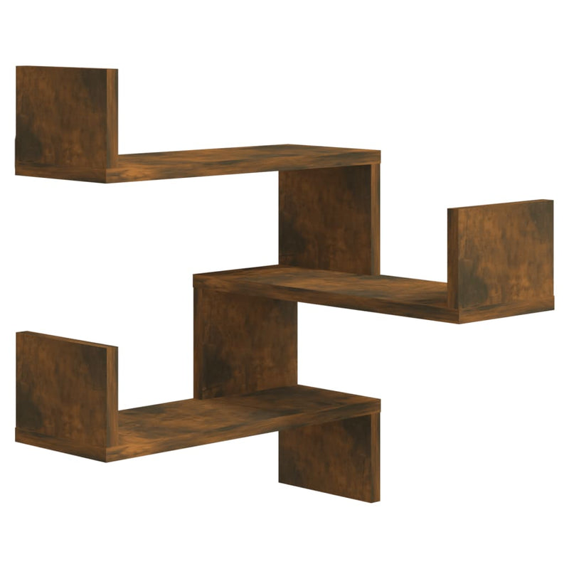 Wall Corner Shelves 2 pcs Smoked Oak 40x40x50 cm Engineered Wood Payday Deals