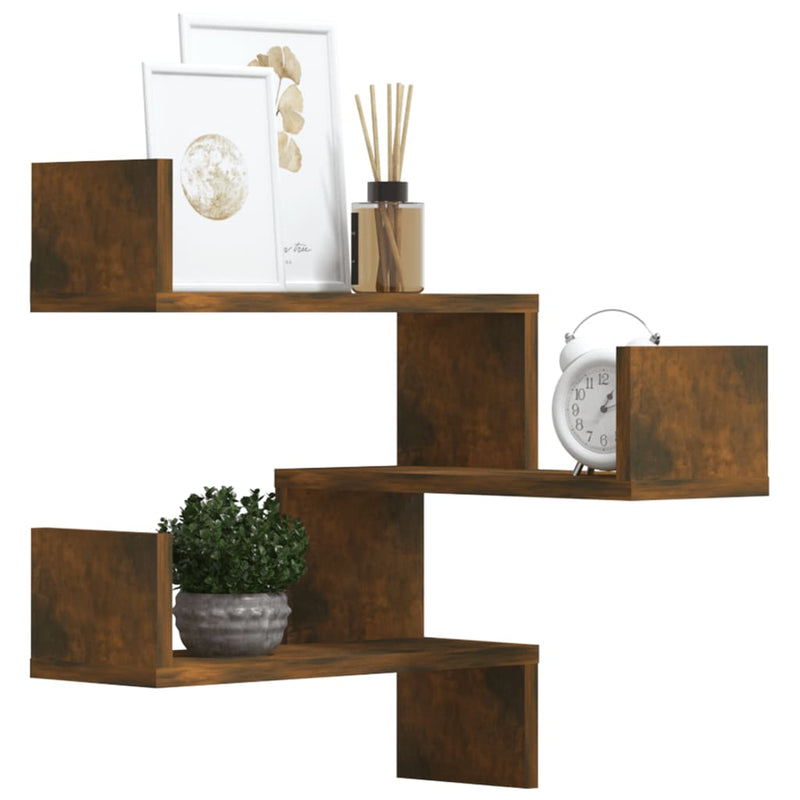 Wall Corner Shelves 2 pcs Smoked Oak 40x40x50 cm Engineered Wood Payday Deals