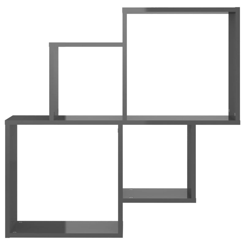 Wall Cube Shelf High Gloss Grey 80x15x78.5 cm Engineered Wood Payday Deals