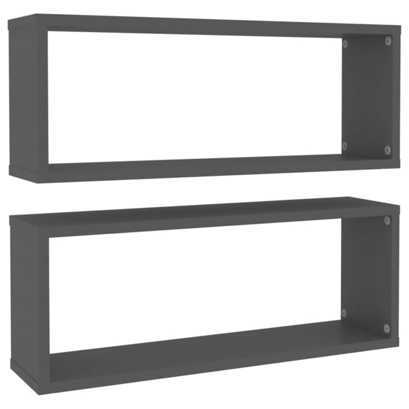 Wall Cube Shelves 2 pcs Grey 60x15x23 cm Engineered Wood Payday Deals