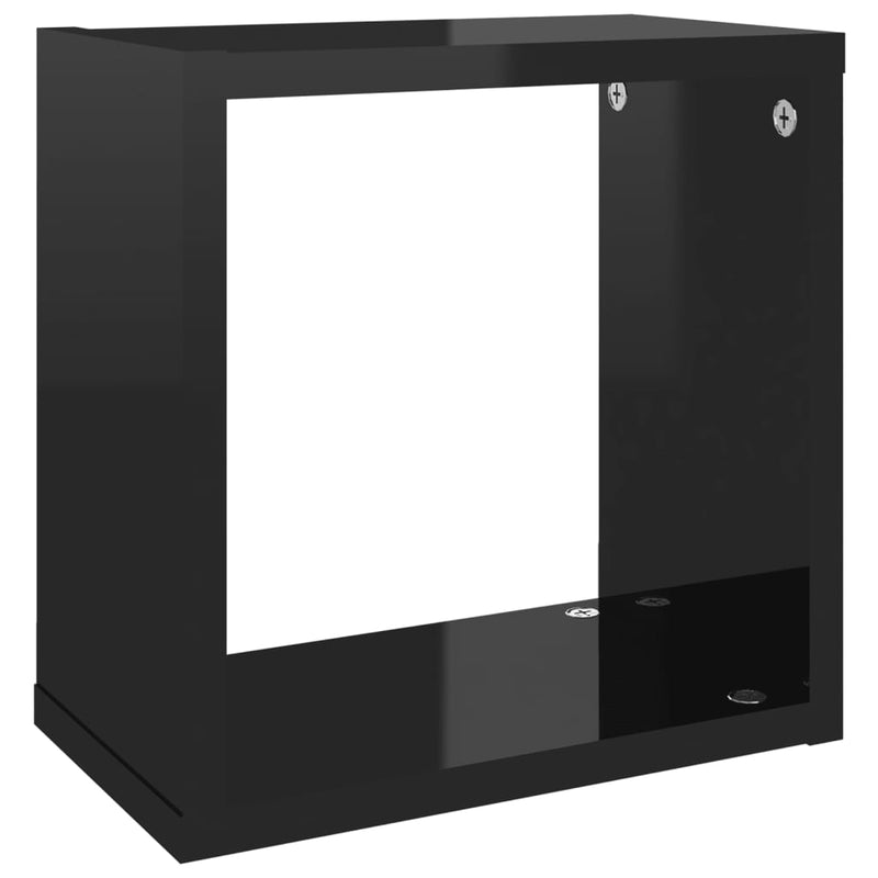 Wall Cube Shelves 2 pcs High Gloss Black 26x15x26 cm Payday Deals