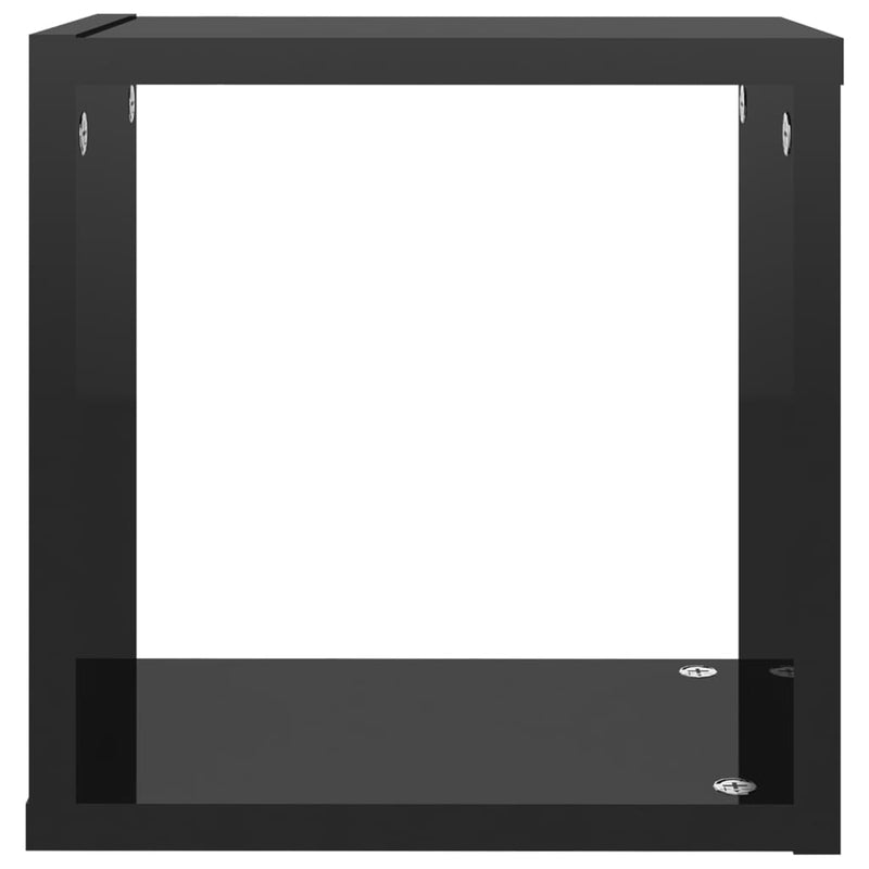 Wall Cube Shelves 2 pcs High Gloss Black 26x15x26 cm Payday Deals