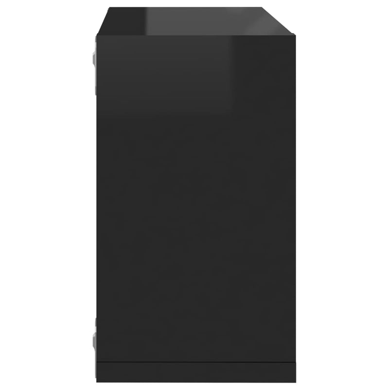 Wall Cube Shelves 2 pcs High Gloss Black 26x15x26 cm Payday Deals
