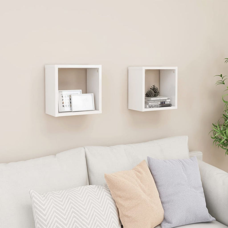 Wall Cube Shelves 2 pcs High Gloss White 26x15x26 cm Payday Deals