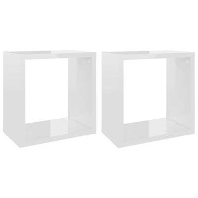 Wall Cube Shelves 2 pcs High Gloss White 26x15x26 cm Payday Deals