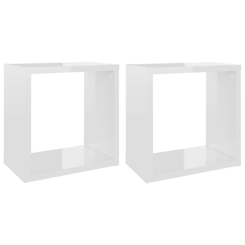 Wall Cube Shelves 2 pcs High Gloss White 26x15x26 cm Payday Deals