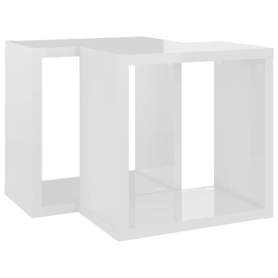 Wall Cube Shelves 2 pcs High Gloss White 26x15x26 cm Payday Deals