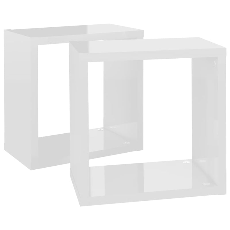 Wall Cube Shelves 2 pcs High Gloss White 26x15x26 cm Payday Deals