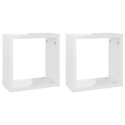 Wall Cube Shelves 2 pcs High Gloss White 30x15x30 cm Payday Deals