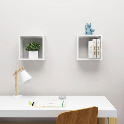 Wall Cube Shelves 2 pcs High Gloss White 30x15x30 cm Payday Deals