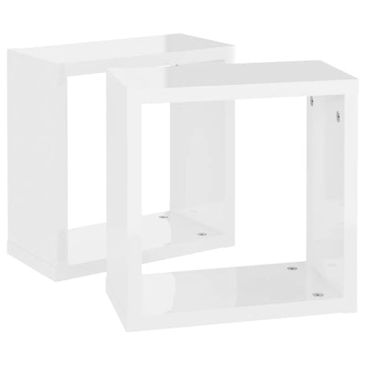 Wall Cube Shelves 2 pcs High Gloss White 30x15x30 cm Payday Deals
