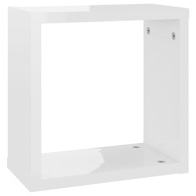 Wall Cube Shelves 2 pcs High Gloss White 30x15x30 cm Payday Deals