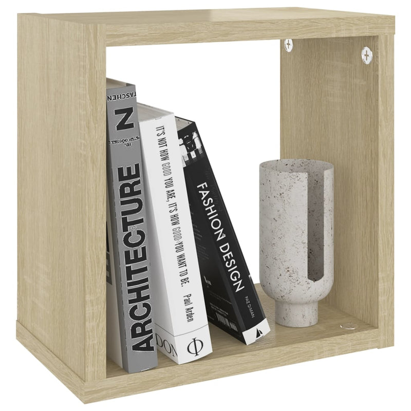 Wall Cube Shelves 2 pcs White and Sonoma Oak 26x15x26 cm Payday Deals