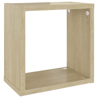 Wall Cube Shelves 2 pcs White and Sonoma Oak 26x15x26 cm Payday Deals