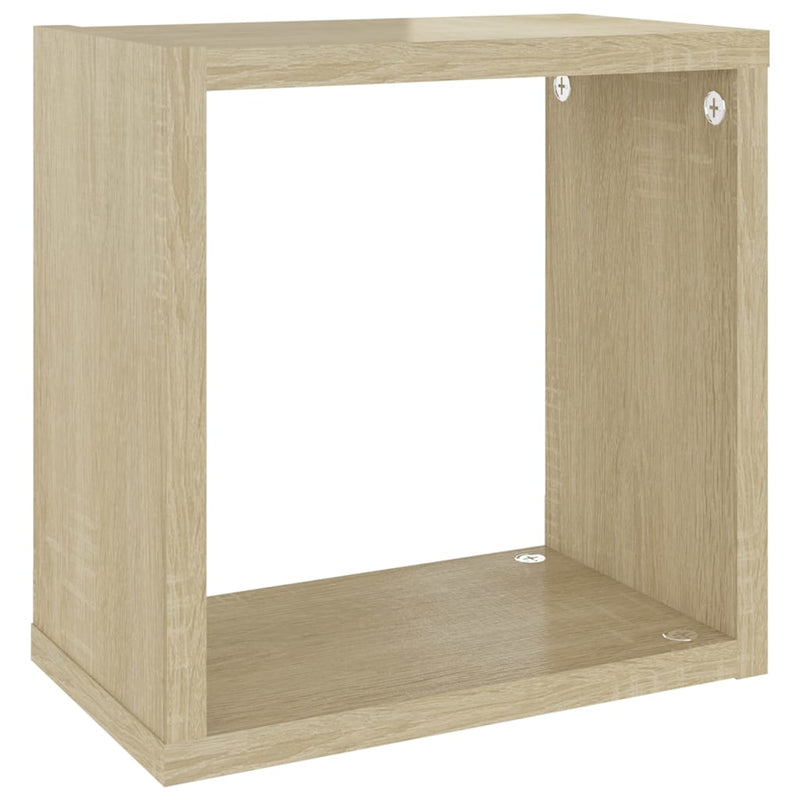 Wall Cube Shelves 2 pcs White and Sonoma Oak 26x15x26 cm Payday Deals