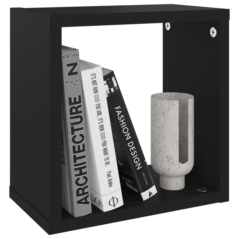 Wall Cube Shelves 4 pcs Black 26x15x26 cm Payday Deals