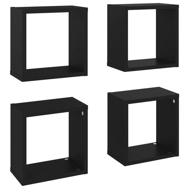 Wall Cube Shelves 4 pcs Black 26x15x26 cm Payday Deals