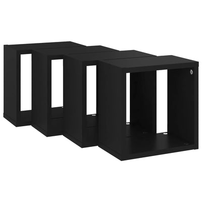 Wall Cube Shelves 4 pcs Black 26x15x26 cm Payday Deals