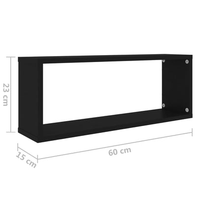 Wall Cube Shelves 4 pcs Black 60x15x23 cm Engineered Wood Payday Deals
