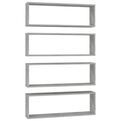Wall Cube Shelves 4 pcs Concrete Grey 80x15x26.5 cm Engineered Wood Payday Deals
