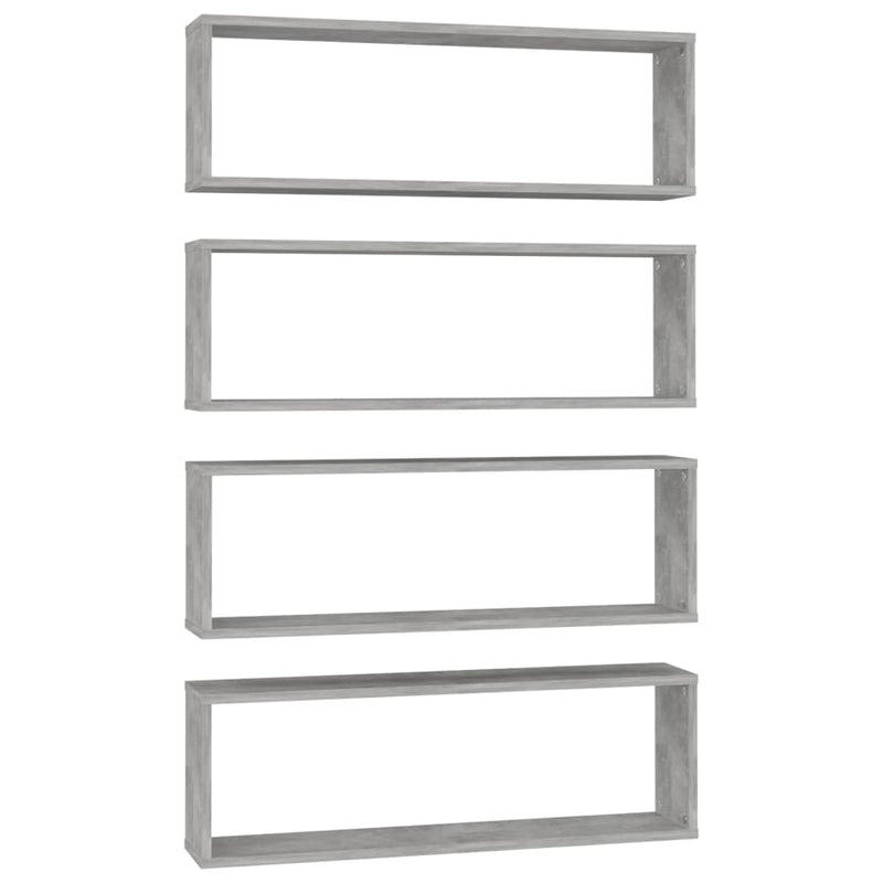 Wall Cube Shelves 4 pcs Concrete Grey 80x15x26.5 cm Engineered Wood Payday Deals