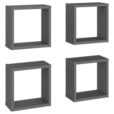 Wall Cube Shelves 4 pcs Grey 30x15x30 cm Payday Deals