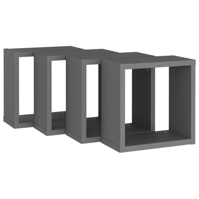 Wall Cube Shelves 4 pcs Grey 30x15x30 cm Payday Deals