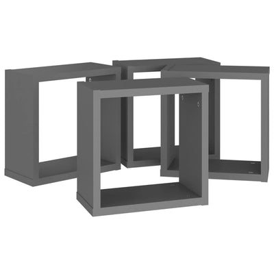 Wall Cube Shelves 4 pcs Grey 30x15x30 cm Payday Deals