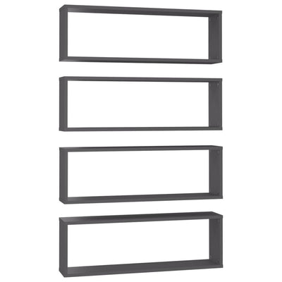 Wall Cube Shelves 4 pcs Grey 80x15x26.5 cm Engineered Wood Payday Deals