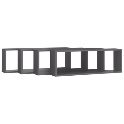 Wall Cube Shelves 4 pcs Grey 80x15x26.5 cm Engineered Wood Payday Deals