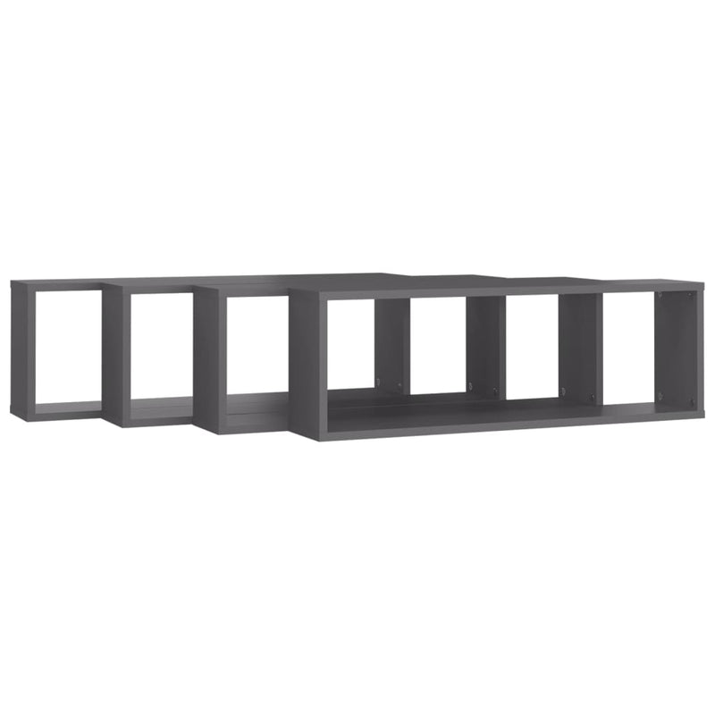 Wall Cube Shelves 4 pcs Grey 80x15x26.5 cm Engineered Wood Payday Deals