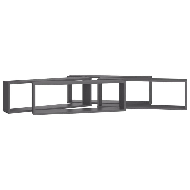 Wall Cube Shelves 4 pcs Grey 80x15x26.5 cm Engineered Wood Payday Deals